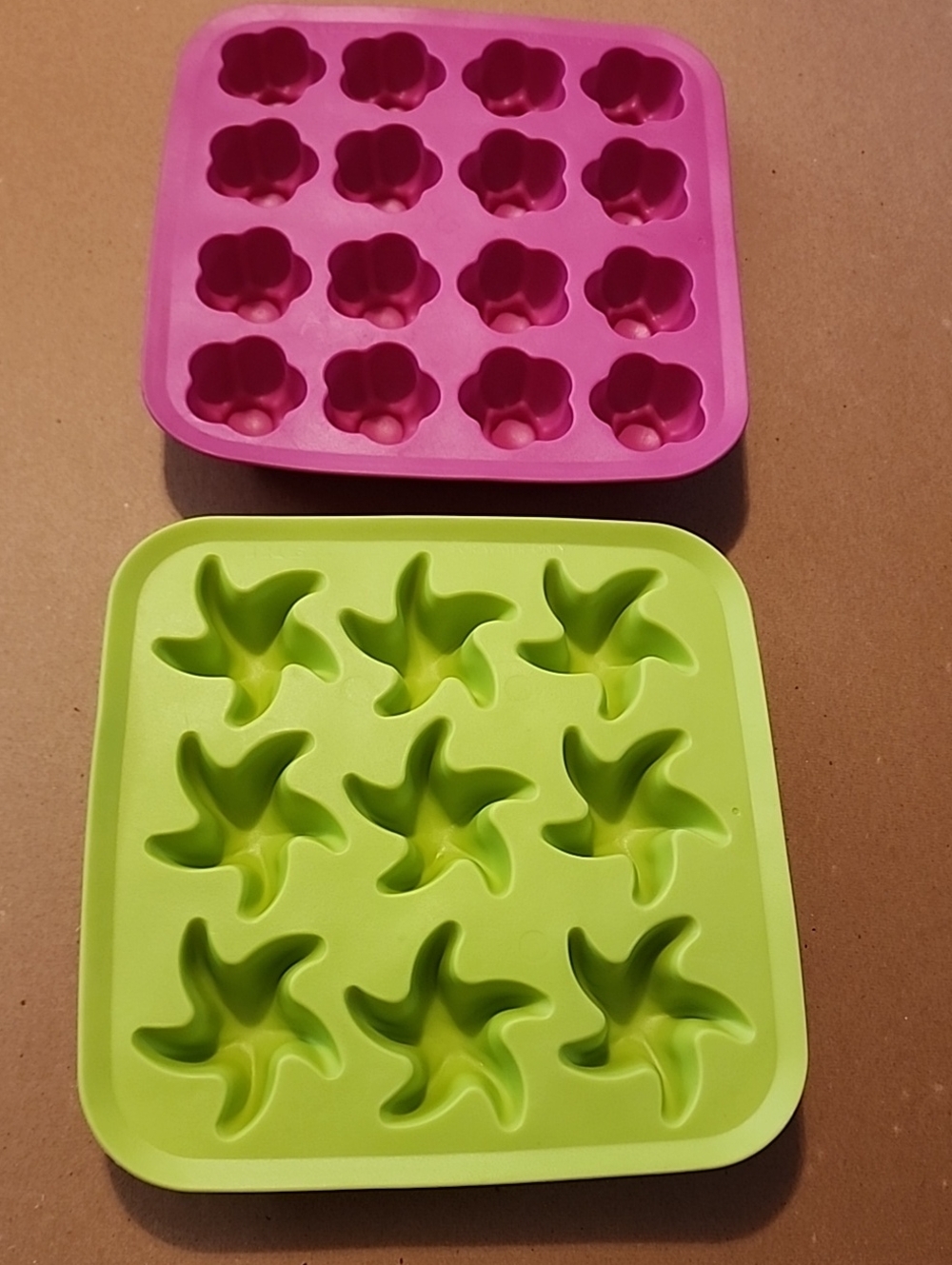 Ikea Silicone Star & Flower Ice Cube Trays - Pink and Lime